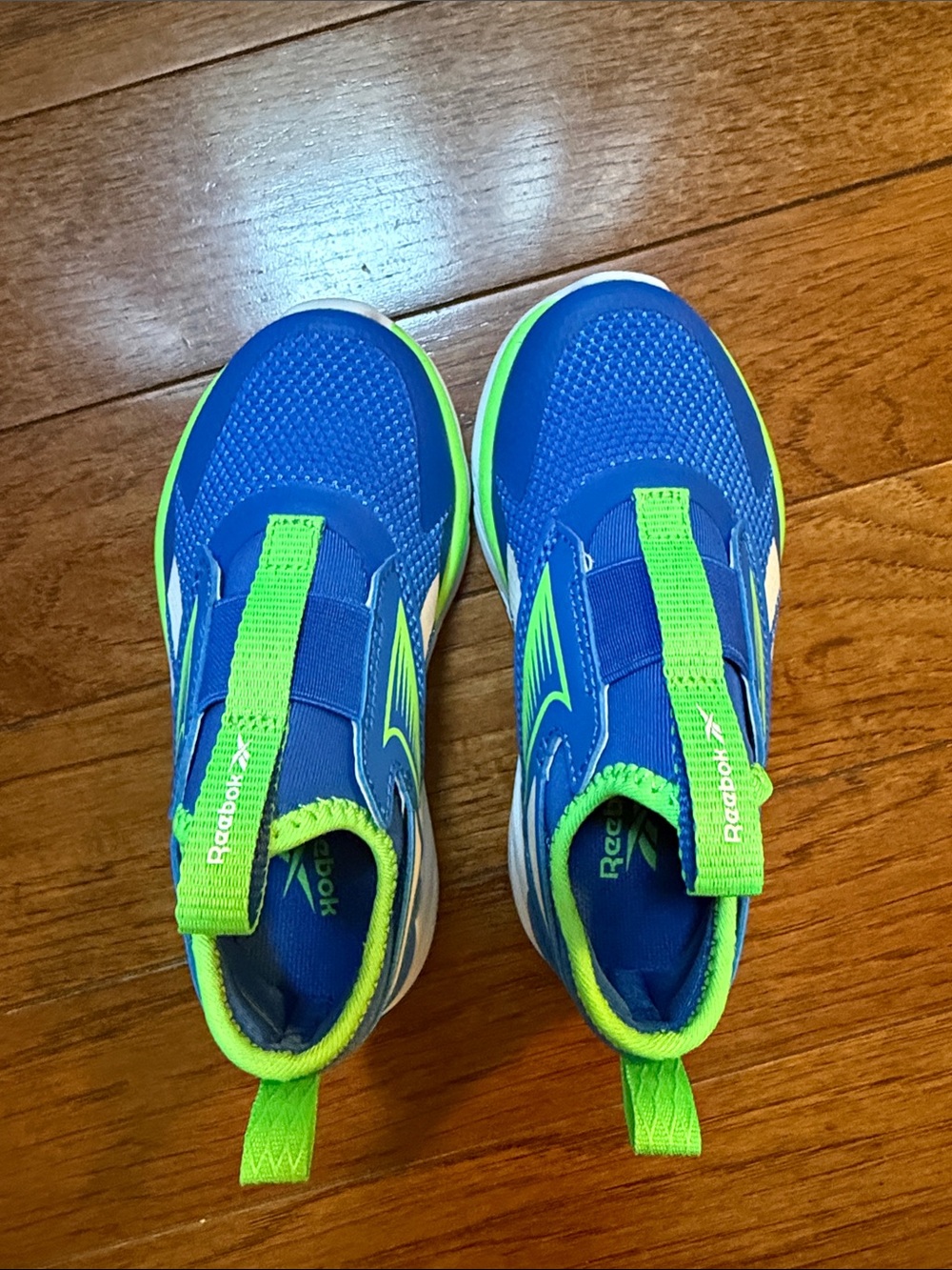 Reebok Kids Blue and Neon Green Slip-On Sneakers